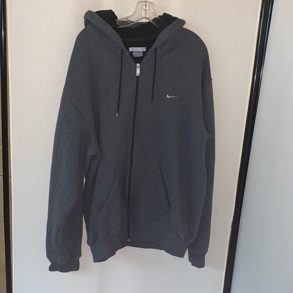 Nike Men's Dark Gray Zip Hoodie Jacket Sweatshirt 2XL vintage